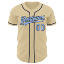 Load image into Gallery viewer, Custom Sand Light Blue-Steel Gray Authentic Baseball Jersey
