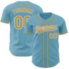 Load image into Gallery viewer, Custom Shadow Blue Old Gold-White Authentic Baseball Jersey
