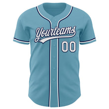 Load image into Gallery viewer, Custom Shadow Blue White-Navy Authentic Baseball Jersey

