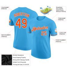 Load image into Gallery viewer, Custom Sky Blue Orange-White Performance T-Shirt
