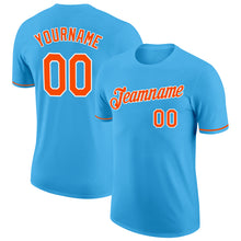 Load image into Gallery viewer, Custom Sky Blue Orange-White Performance T-Shirt
