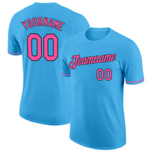 Load image into Gallery viewer, Custom Sky Blue Pink-Black Performance T-Shirt
