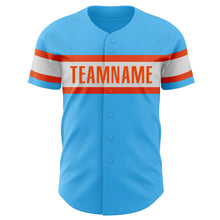 Load image into Gallery viewer, Custom Sky Blue Orange-White Authentic Baseball Jersey
