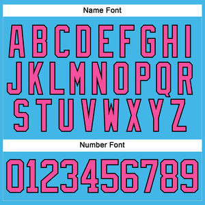 Custom Sky Blue Pink-Black Hockey Lace Neck Jersey