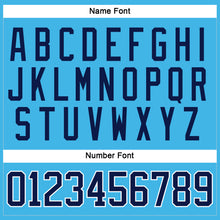 Load image into Gallery viewer, Custom Sky Blue Navy-White Hockey Jersey
