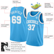 Load image into Gallery viewer, Custom Sky Blue White Authentic Basketball Jersey
