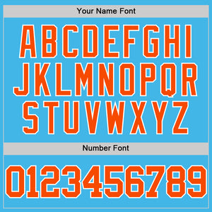 Custom Sky Blue Orange-White Authentic Basketball Jersey