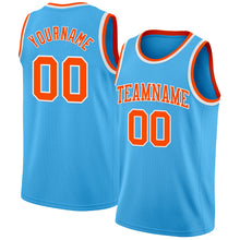 Load image into Gallery viewer, Custom Sky Blue Orange-White Authentic Basketball Jersey
