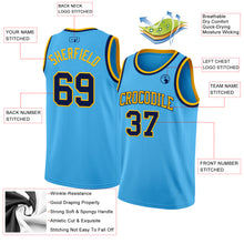 Load image into Gallery viewer, Custom Sky Blue Navy-Gold Authentic Basketball Jersey
