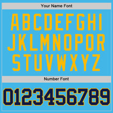 Load image into Gallery viewer, Custom Sky Blue Navy-Gold Authentic Basketball Jersey
