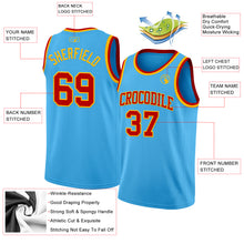 Load image into Gallery viewer, Custom Sky Blue Red-Gold Authentic Basketball Jerse
