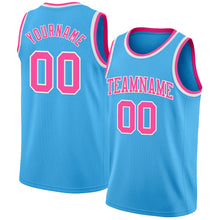 Load image into Gallery viewer, Custom Sky Blue Pink-White Authentic Basketball Jersey
