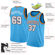Load image into Gallery viewer, Custom Sky Blue White Navy-Orange Authentic Basketball Jersey
