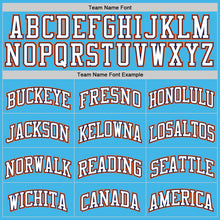 Load image into Gallery viewer, Custom Sky Blue White Navy-Orange Authentic Basketball Jersey
