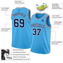 Load image into Gallery viewer, Custom Sky Blue Navy-White Authentic Basketball Jersey
