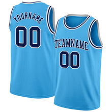 Load image into Gallery viewer, Custom Sky Blue Navy-White Authentic Basketball Jersey
