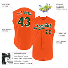 Load image into Gallery viewer, Custom Orange Green-White Authentic Sleeveless Baseball Jersey
