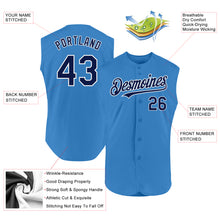 Load image into Gallery viewer, Custom Powder Blue Navy-White Authentic Sleeveless Baseball Jersey
