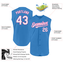 Load image into Gallery viewer, Custom Powder Blue White-Pink Authentic Sleeveless Baseball Jersey
