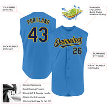 Load image into Gallery viewer, Custom Powder Blue Navy-Gold Authentic Sleeveless Baseball Jersey
