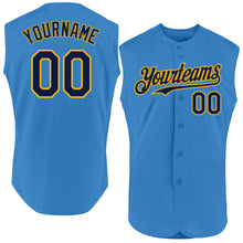 Load image into Gallery viewer, Custom Powder Blue Navy-Gold Authentic Sleeveless Baseball Jersey
