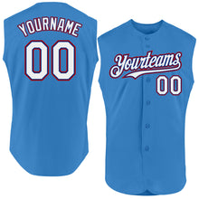 Load image into Gallery viewer, Custom Powder Blue Royal-Red Authentic Sleeveless Baseball Jersey
