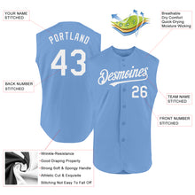 Load image into Gallery viewer, Custom Light Blue White Authentic Sleeveless Baseball Jersey
