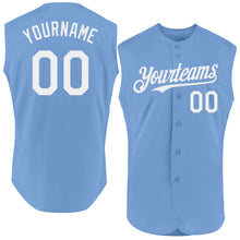 Load image into Gallery viewer, Custom Light Blue White Authentic Sleeveless Baseball Jersey
