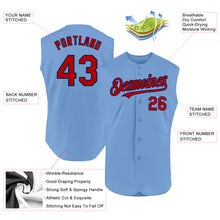 Load image into Gallery viewer, Custom Light Blue Red-Navy Authentic Sleeveless Baseball Jersey
