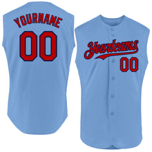 Load image into Gallery viewer, Custom Light Blue Red-Navy Authentic Sleeveless Baseball Jersey
