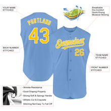 Load image into Gallery viewer, Custom Light Blue Yellow-White Authentic Sleeveless Baseball Jersey
