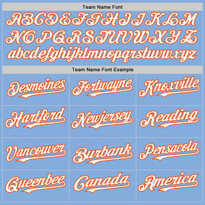 Custom Light Blue White-Orange Authentic Sleeveless Baseball Jersey