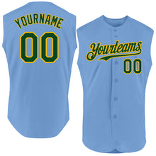 Load image into Gallery viewer, Custom Light Blue Green-Gold Authentic Sleeveless Baseball Jersey
