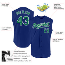 Load image into Gallery viewer, Custom Royal Kelly Green-White Authentic Sleeveless Baseball Jersey
