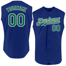 Load image into Gallery viewer, Custom Royal Kelly Green-White Authentic Sleeveless Baseball Jersey
