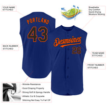Load image into Gallery viewer, Custom Royal Black-Orange Authentic Sleeveless Baseball Jersey
