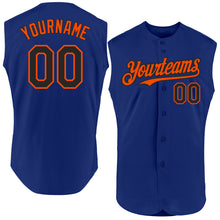 Load image into Gallery viewer, Custom Royal Black-Orange Authentic Sleeveless Baseball Jersey
