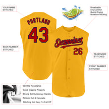 Load image into Gallery viewer, Custom Gold Red-Navy Authentic Sleeveless Baseball Jersey
