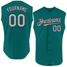 Load image into Gallery viewer, Custom Teal Gray-Black Authentic Sleeveless Baseball Jersey
