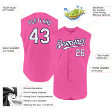 Load image into Gallery viewer, Custom Pink White-Navy Authentic Sleeveless Baseball Jersey

