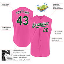 Load image into Gallery viewer, Custom Pink Green-White Authentic Sleeveless Baseball Jersey
