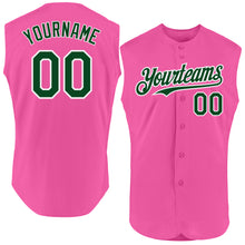 Load image into Gallery viewer, Custom Pink Green-White Authentic Sleeveless Baseball Jersey
