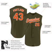 Load image into Gallery viewer, Custom Olive Orange-White Authentic Sleeveless Salute To Service Baseball Jersey
