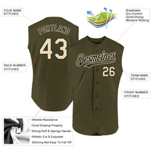 Load image into Gallery viewer, Custom Olive Cream-Black Authentic Sleeveless Salute To Service Baseball Jersey
