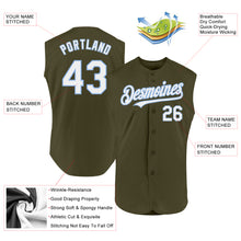 Load image into Gallery viewer, Custom Olive White-Light Blue Authentic Sleeveless Salute To Service Baseball Jersey
