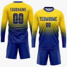 Load image into Gallery viewer, Custom Gold Royal Sublimation Fade Fashion Soccer Uniform Jersey

