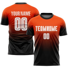 Load image into Gallery viewer, Custom Orange White-Black Sublimation Fade Fashion Soccer Uniform Jersey
