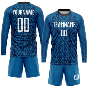 Custom Blue White-Black Sublimation Soccer Uniform Jersey