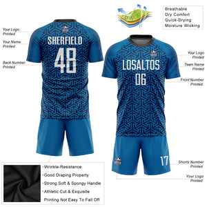 Custom Blue White-Black Sublimation Soccer Uniform Jersey