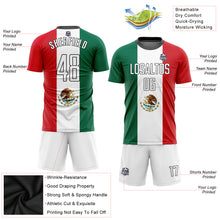 Load image into Gallery viewer, Custom Kelly Green White Red-Black Sublimation Mexican Flag Soccer Uniform Jersey
